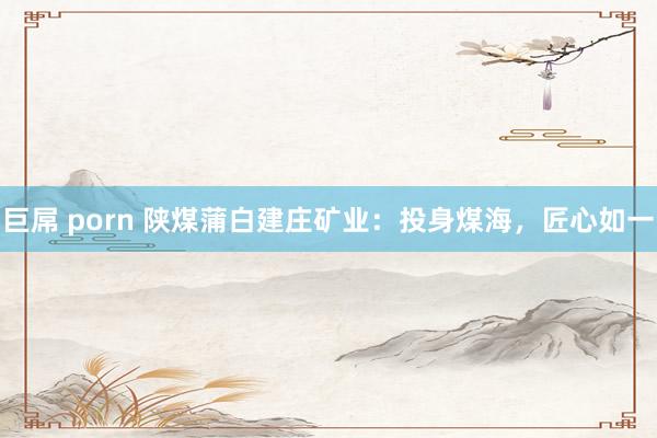 巨屌 porn 陕煤蒲白建庄矿业：投身煤海，匠心如一