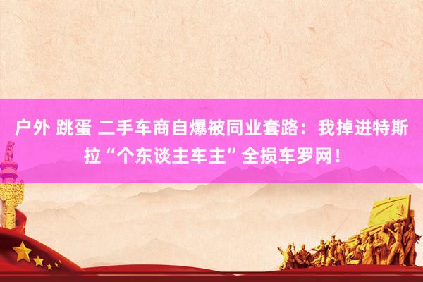 户外 跳蛋 二手车商自爆被同业套路：我掉进特斯拉“个东谈主车主”全损车罗网！
