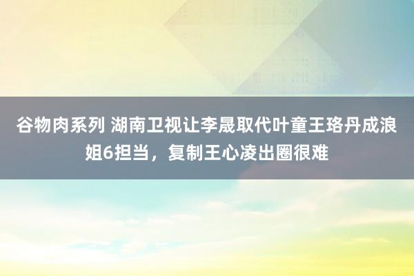 谷物肉系列 湖南卫视让李晟取代叶童王珞丹成浪姐6担当，复制王心凌出圈很难
