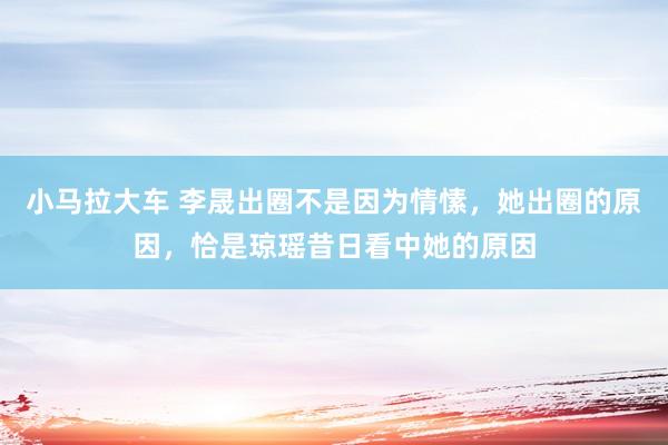 小马拉大车 李晟出圈不是因为情愫，她出圈的原因，恰是琼瑶昔日看中她的原因