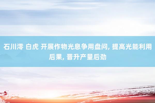 石川澪 白虎 开展作物光息争用盘问， 提高光能利用后果， 晋升产量后劲
