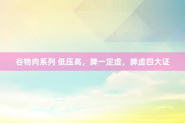 谷物肉系列 低压高，脾一定虚，脾虚四大证
